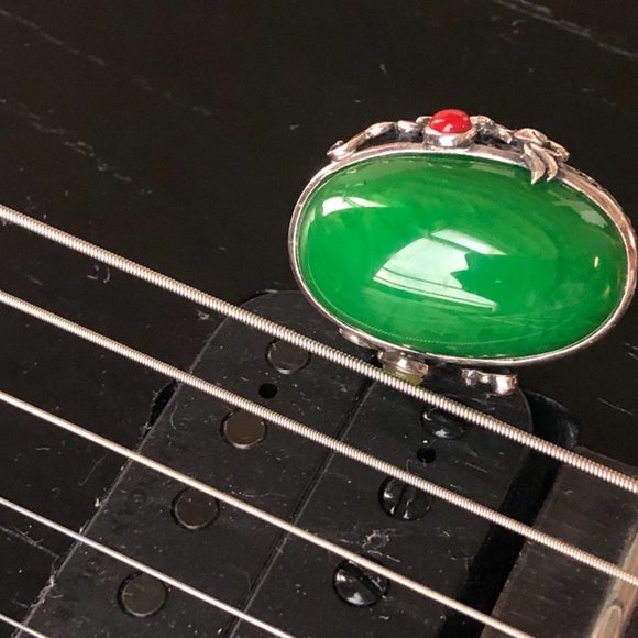 925 Sterling silver inlay Middle Eastern Amber Ring ｜Color :Green ｜ Open… - Picture 10 of 11